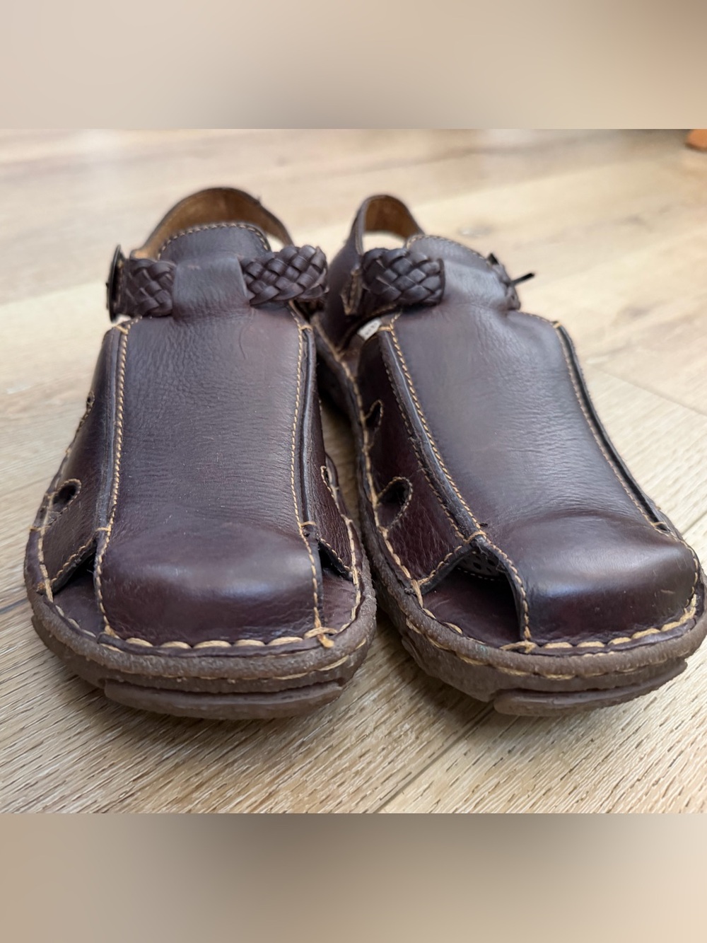 Born Brown Leather Fisherman Sandals with Braided Strap 8 - Picture 4 of 8